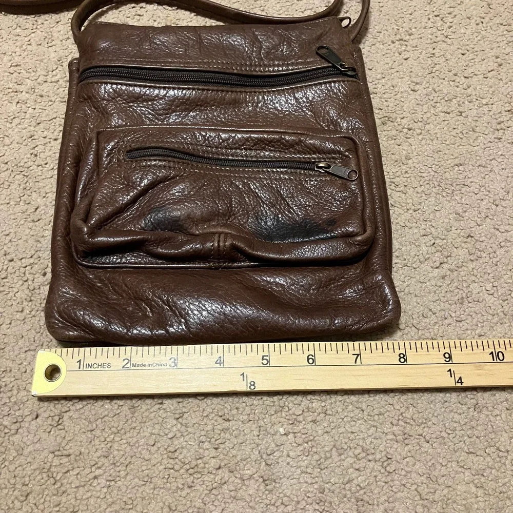Mt Airy Leathers:‎ Handcrafted Vintage Brown Leather Crossbody Bag Purse
